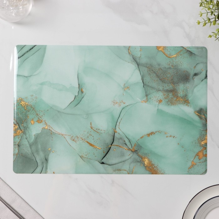 Салфетки сервировочные на стол Доляна &laquo;Мрамор&raquo;, 4 шт, 30&times;45 см, цвет бирюзовый