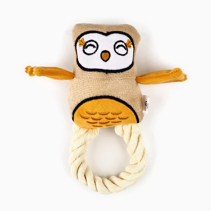 Игрушка для собак с канатом &laquo;Сова&raquo;, 20 х 15 см, бежевый