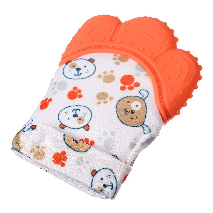 Прорезыватель-рукавичка «Собачки», цвет красный, Крошка Я Прорезыватель-рукавичка «Собачки», цвет красный, Крошка Я