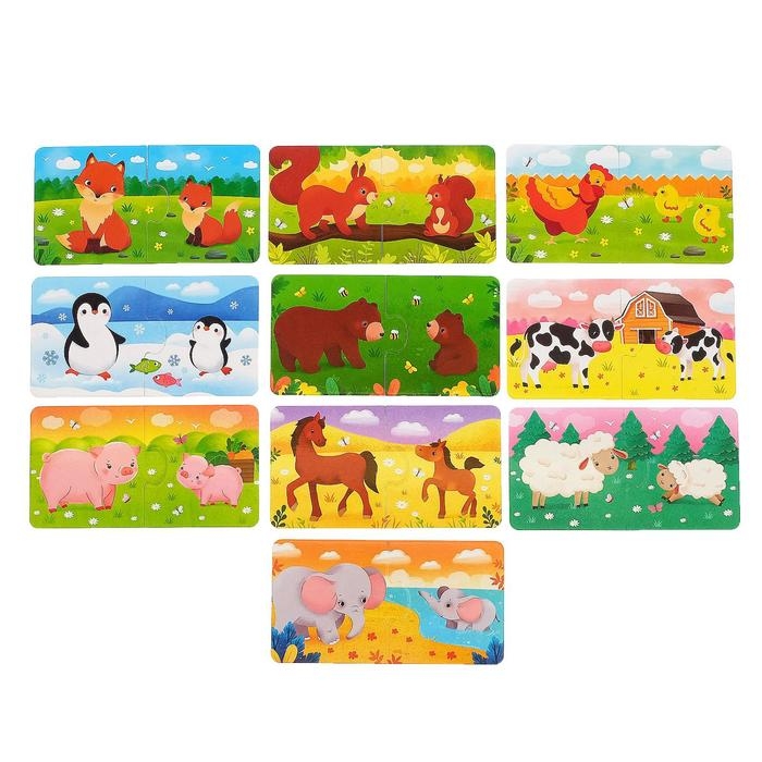 Парные пазлы &laquo;Где моя мама?&raquo;, 10 пазлов, 20 деталей