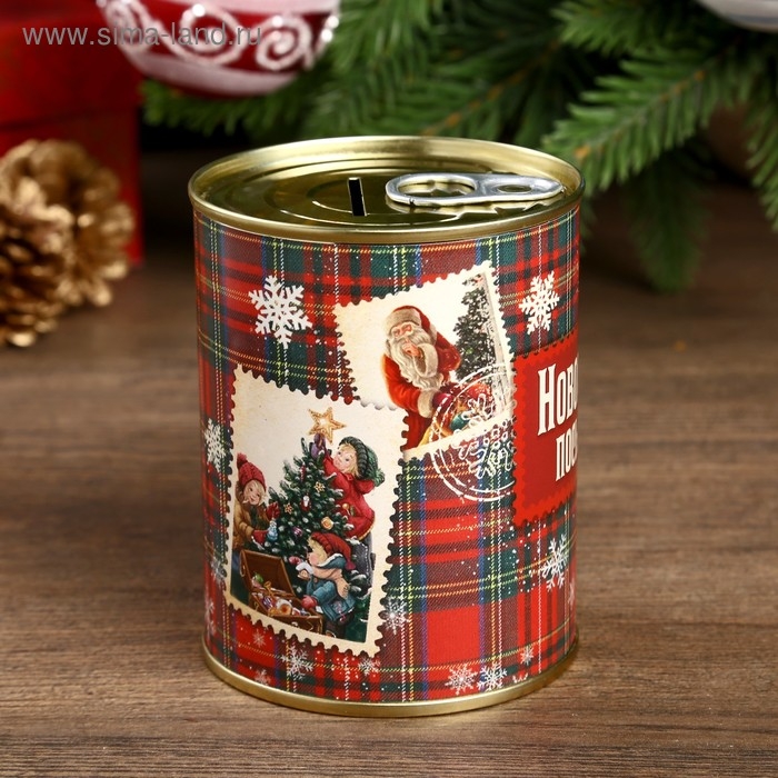 Копилка-банка металл Копилка-банка металл "Новогодняя посылочка" 7,3х9,5 см