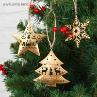 Подвеска металлическая &laquo;Новогодние чудеса&raquo;, золото, МИКС