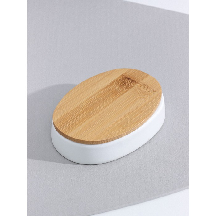 Набор аксессуаров для ванной комнаты Доляна &laquo;Гармония&raquo;, 4 предмета (дозатор 380 мл, мыльница, стакан, подставка), цвет белый