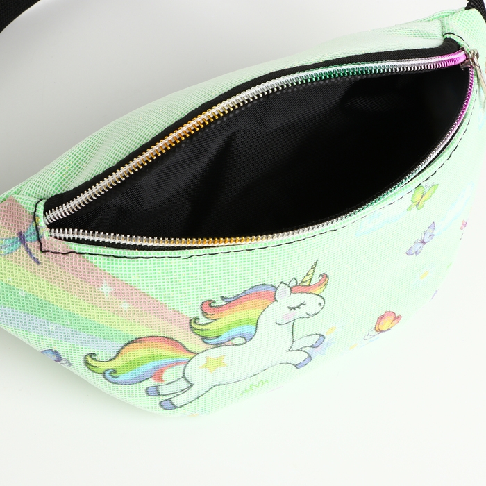 Сумка поясная детская на молнии &laquo;Выбражулька&raquo;, цвет зелёный