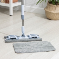 Швабра для мытья пола плоская Доляна, 2 насадки из микрофибры, телескопическая стальная ручка, 41&times;15&times;92(136) см