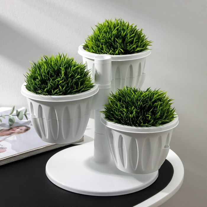 Кашпо многоярусное &laquo;Каскад&raquo;, 3 шт, 700 мл, цвет белый