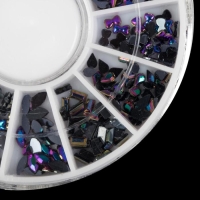 Стразы фигурные для декора ногтей &laquo;Ассорти&raquo;, цвет чёрная голография