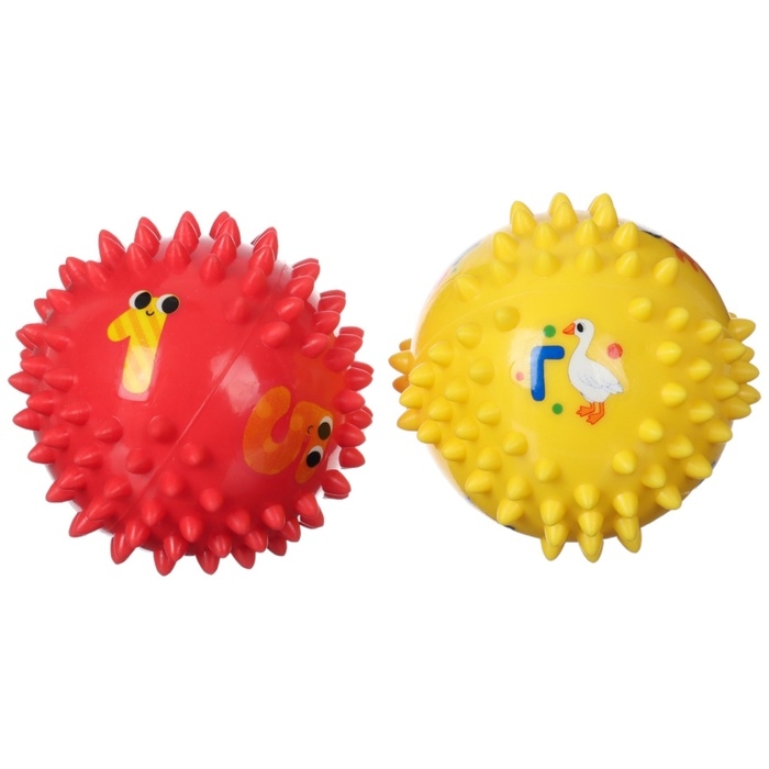 Набор развивающих тактильных мячиков &laquo;Цифры и буквы&raquo;, с пищалкой, 2 шт, Крошка Я