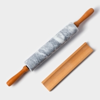 Скалка из мрамора Magistro, с подставкой, 45×5 см, цвет белый Скалка из мрамора Magistro, с подставкой, 45×5 см, цвет белый