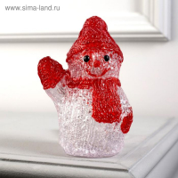 Светодиодная фигура &laquo;Приветливый снеговичок&raquo; 7 &times; 15 &times; 7 см, акрил, 8 LED, батарейки ААх2 (не в комплекте), свечение белое