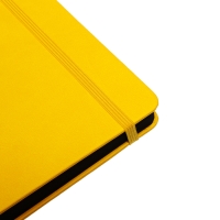 Ежедневник недатированный A5, 140л, клетка, кожзам, на резинке, черный срез, Желтый