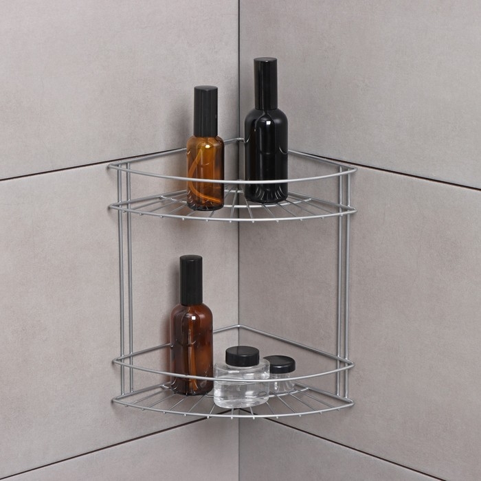 Полка угловая для ванной 2-х ярусная Slim, 18×25×25 см, цвет хром Полка угловая для ванной 2-х ярусная Slim, 18×25×25 см, цвет хром