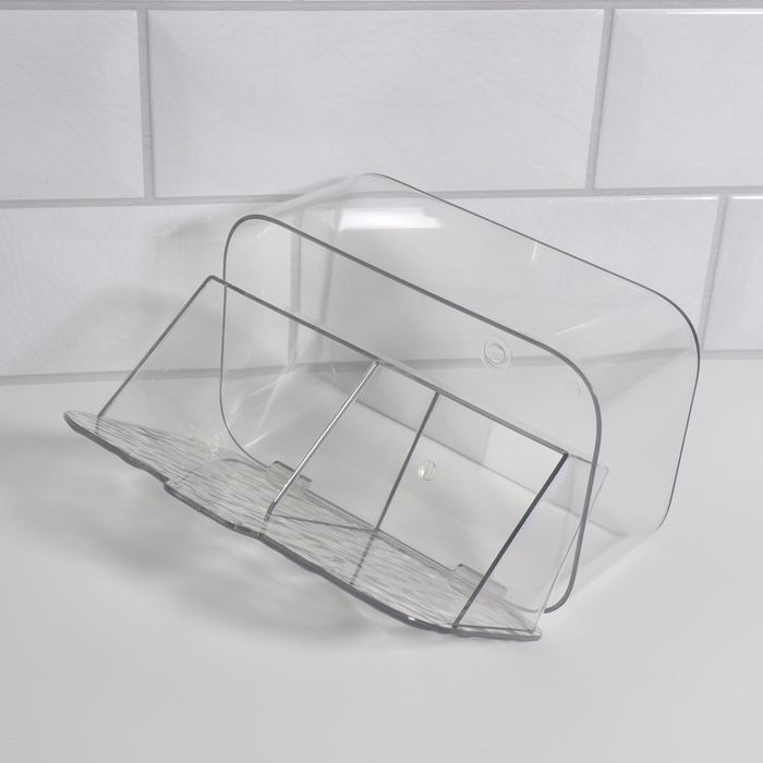 Органайзер для хранения, навесной, 2 секции, с клеевой основой, 10,5 &times; 17 &times; 6,5 см, цвет прозрачный