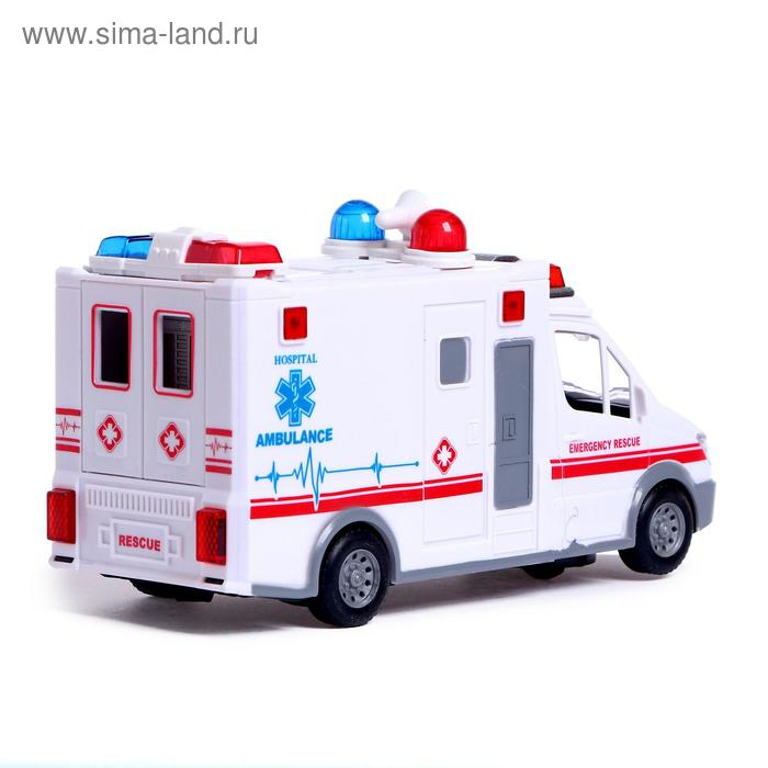 Машина «Скорая помощь», световые и звуковые эффекты, работает от батареек Машина «Скорая помощь», световые и звуковые эффекты, работает от батареек