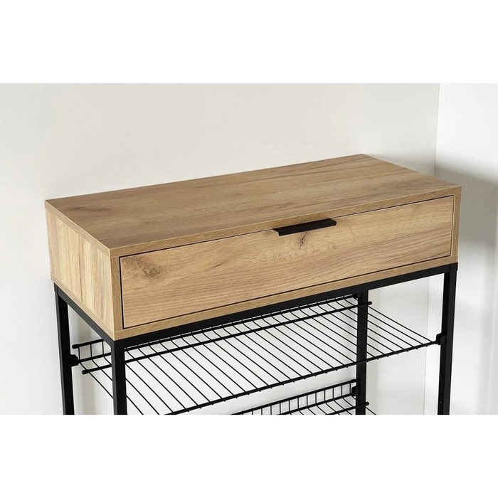 Обувница "Краш" 750х344х905, Черный муар/Дуб крафт золотой