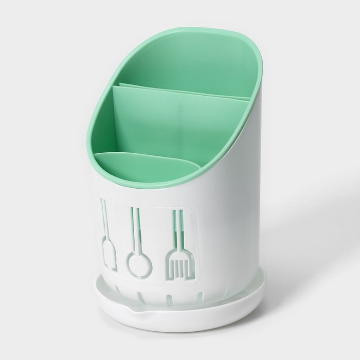 Подставка для столовых приборов Доляна, 3 отделения, 12&times;12&times;9 см, цвет МИКС