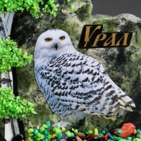 Сувенир-скол "Сова", змеевик, каменная крошка, большой, микс