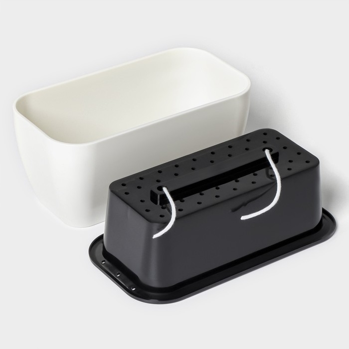 Кашпо для цветов прямоугольное Доляна &laquo;Глянец&raquo;, 900 мл, 18,5&times;10&times;8 см, цвет чёрный/белый