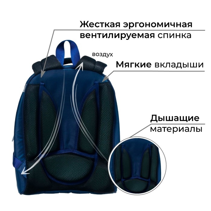 Рюкзак каркасный школьный, 37 х 28 х 19 см, Calligrata К "Крутой космос", синий