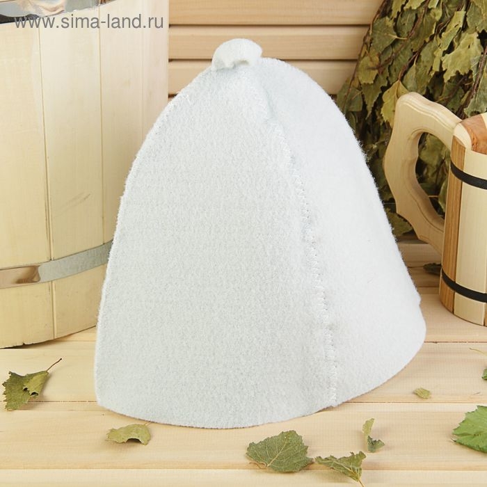Шапка для бани белая, войлок