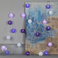 Гирлянда «Нить» 5 м с насадками «Клубки лиловые», IP20, прозрачная нить, 20 LED, свечение белое, 220 В Гирлянда «Нить» 5 м с насадками «Клубки лиловые», IP20, прозрачная нить, 20 LED, свечение белое, 220 В