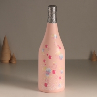 Копилка керамика "Бутылка шампанского - Игристое настроение" розовая 9,5х9,5х30 см