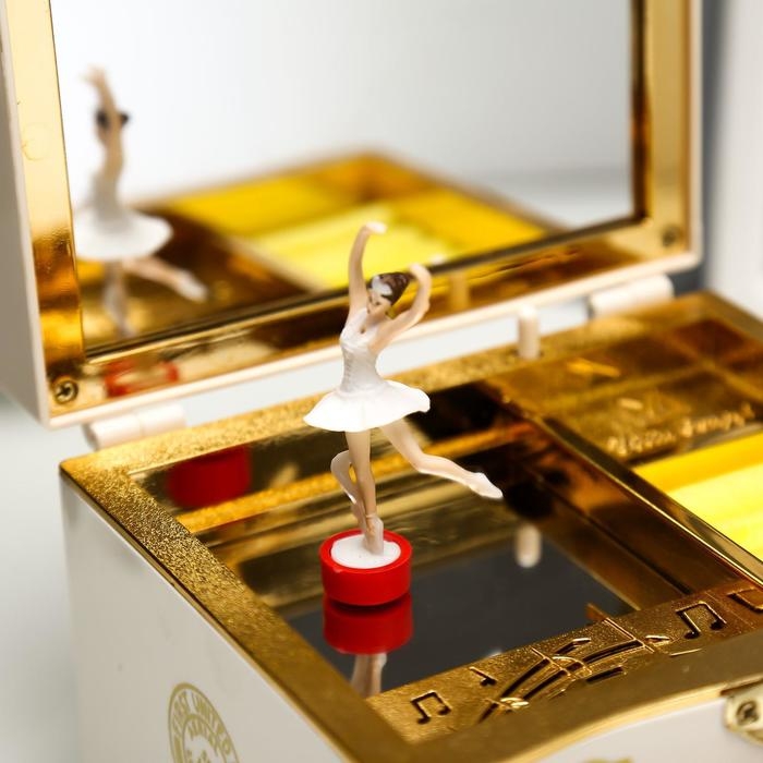 Шкатулка пластик музыкальная механическая Шкатулка пластик музыкальная механическая "Комод" белый 11х13,3х11,5 см