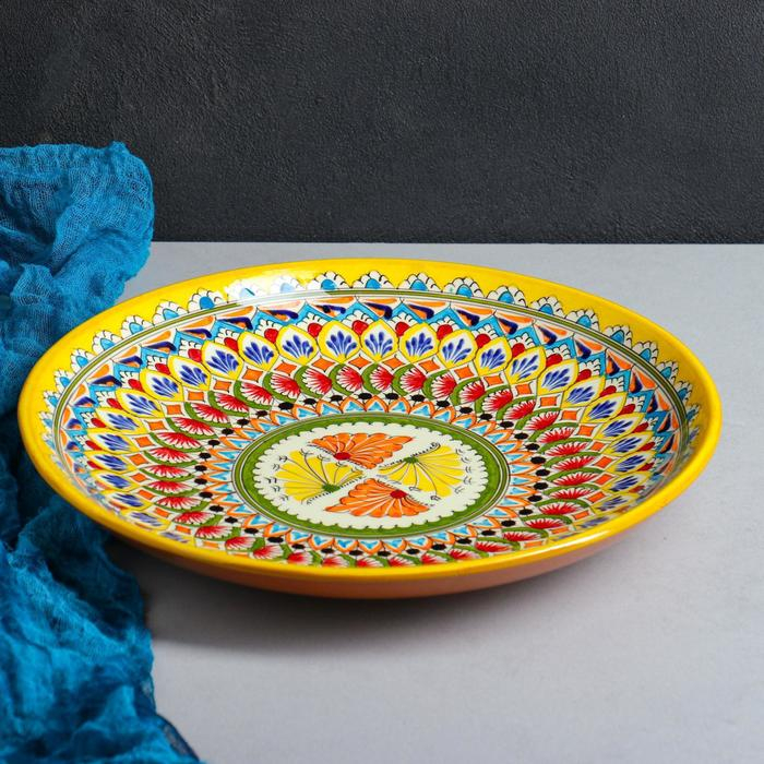 Ляган Риштанская Керамика Ляган Риштанская Керамика "Узоры", 32 см, жёлтый