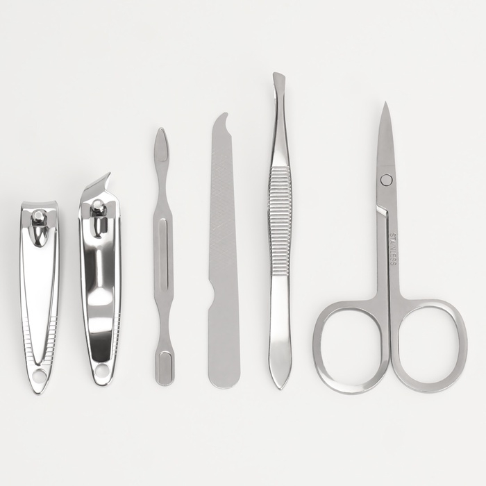 Набор маникюрный &laquo;REAL MAN&raquo;, 6 предметов, в футляре, в PVC - коробке, разноцветный