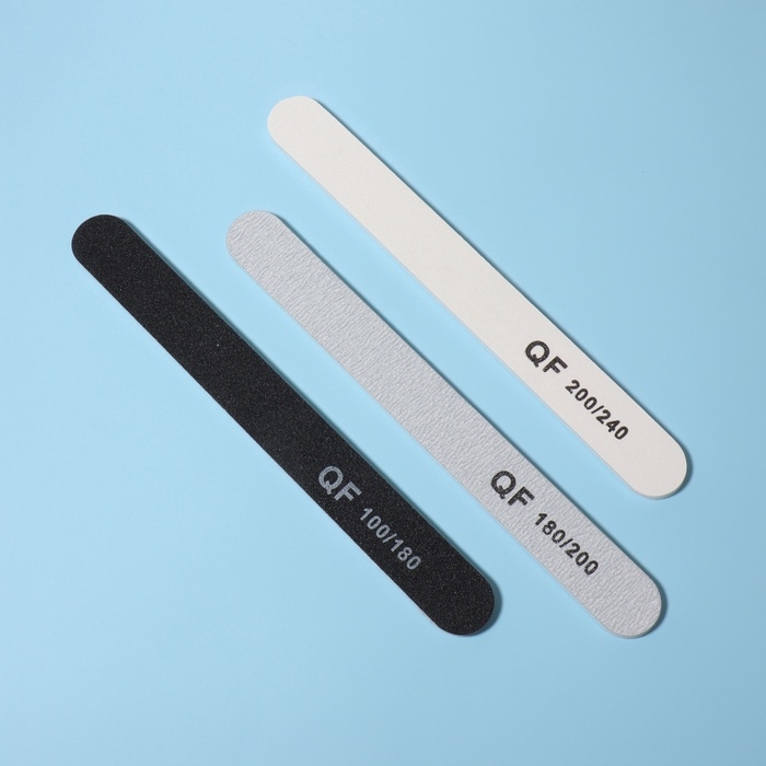 Пилки - наждаки, абразивность 100/180, 180/200, 200/240, 18 см, 3 шт, цвет чёрный/серый/белый Пилки - наждаки, абразивность 100/180, 180/200, 200/240, 18 см, 3 шт, цвет чёрный/серый/белый