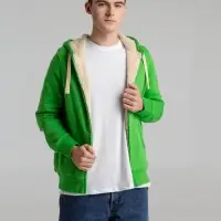 Толстовка унисекс на молнии Sherpa 280, темно-зеленая, размер M