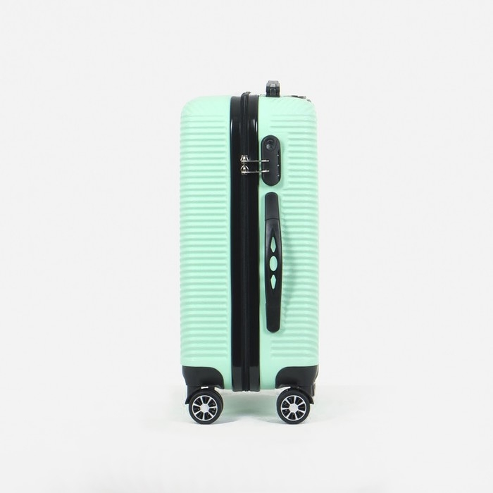 Чемодан малый 36 л (S), &laquo;Фабрика КАРТЕКС&raquo;, отдел на молнии, кодовый замок, 4 колеса, цвет мятный