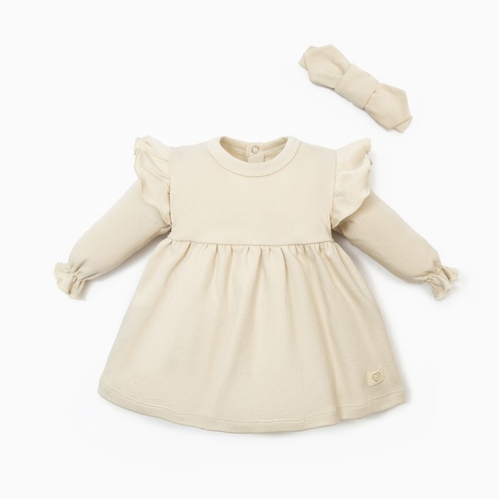 Платье и повязка Крошка, Я BASIC LINE, рост 74-80 см, молочный Платье и повязка Крошка, Я BASIC LINE, рост 74-80 см, молочный