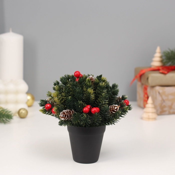 Новогодняя композиция на стол &laquo;Зимнее волшебство. Зима&raquo; в горшке, пластик,12х5,5 см