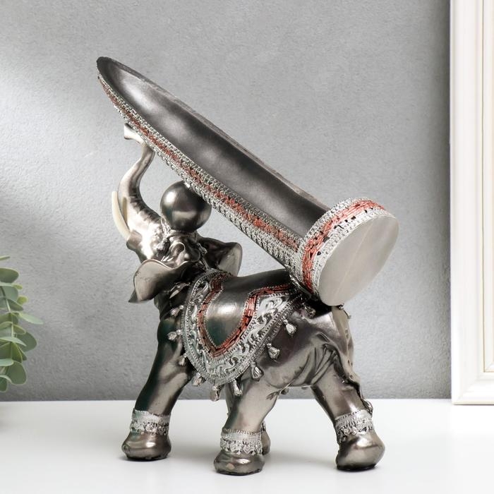 Сувенир полистоун подставка под бутылку "Грифельный слон" 29,5х29х10 см