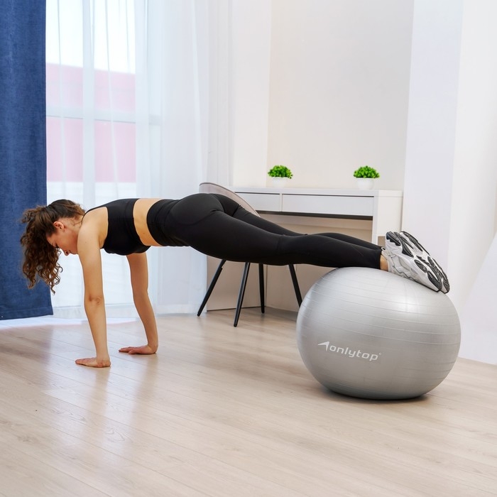 Фитбол ONLYTOP, d=75 см, 1000 г, антивзрыв, цвет серый