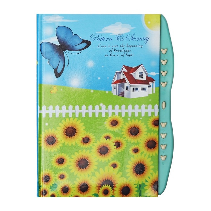 Записная книжка подарочная на замке, А6+, 48 листов, линия, "Бабочка", МИКС