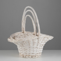 Набор корзин, 47х37х23/22/46 см, 40х31х20/19/41 см, 33х26х17/16/36 см, ива, белый