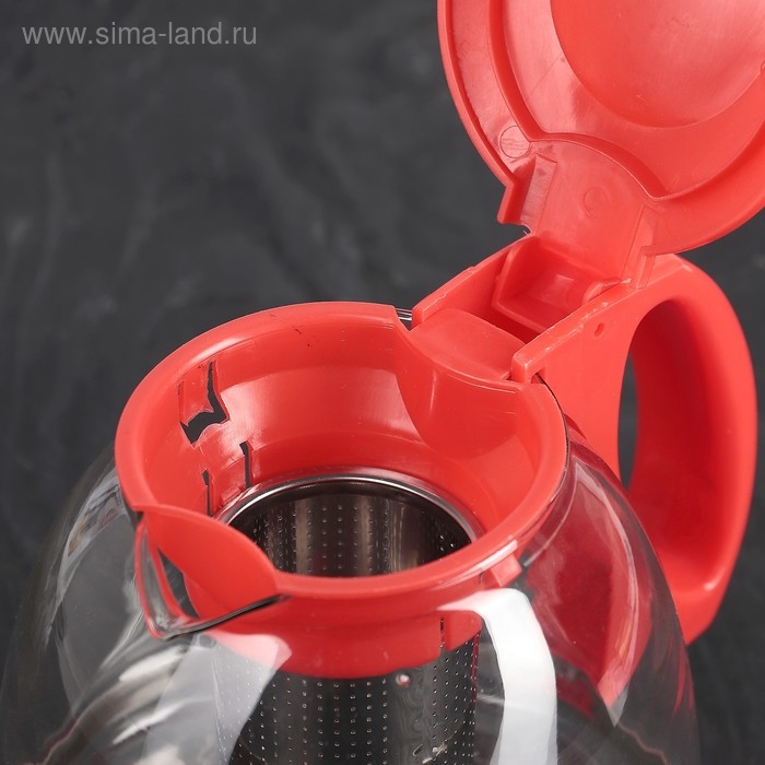 Чайник стеклянный заварочный &laquo;Фиона&raquo;, 1,1 л, с металлическим ситом, цвет красный