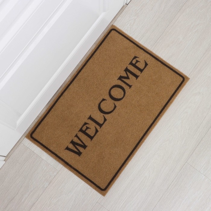 Коврик придверный Доляна Welcome, без окантовки, 40&times;60 см, цвет бежевый