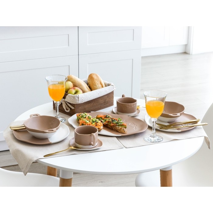 Чайная пара керамическая &laquo;Монблан&raquo;, 2 предмета: кружка 220 мл, блюдце 13х13,6 см