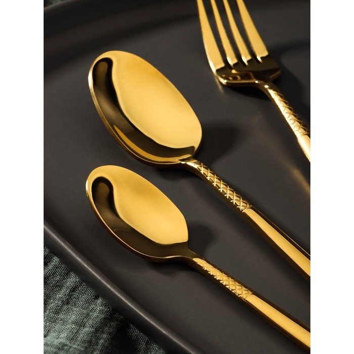 Столовые приборы из нержавеющей стали Доляна &laquo;Античность&raquo;, 4 предмета, цвет золотой