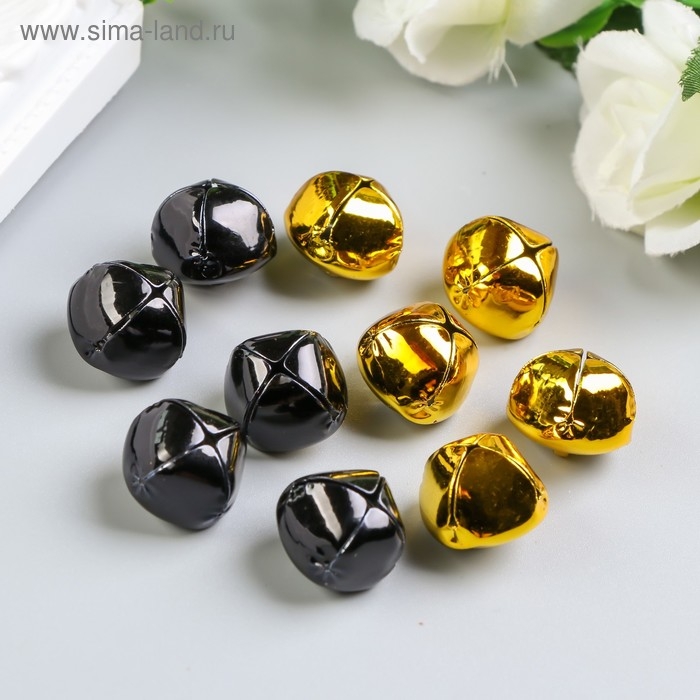 Набор декора для творчества Набор декора для творчества "Колокольчики золотые и чёрные" d=1,8 см набор 10 шт