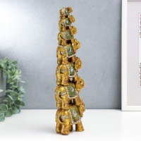 Сувенир полистоун зеркальные вставки "Пирамида из 7 слонов" 30х10,5х5,5 см