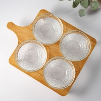 Набор салатников стеклянных на подставке &laquo;Ронда&raquo;, 330 мл, 27,5&times;7 см, 4 шт