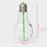 Бокал стеклянный для коктейля Доляна &laquo;Лампочка&raquo;, 500 мл, с трубочкой, откручивающаяся крышка