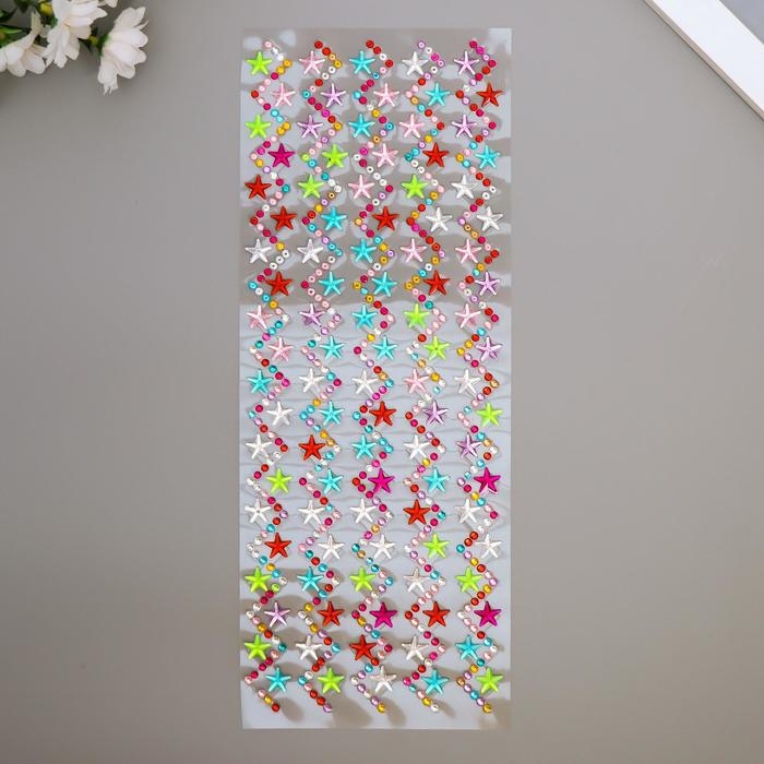 Наклейка стразы Наклейка стразы "Зигзаг и звёзды" МИКС 31,5х11 см