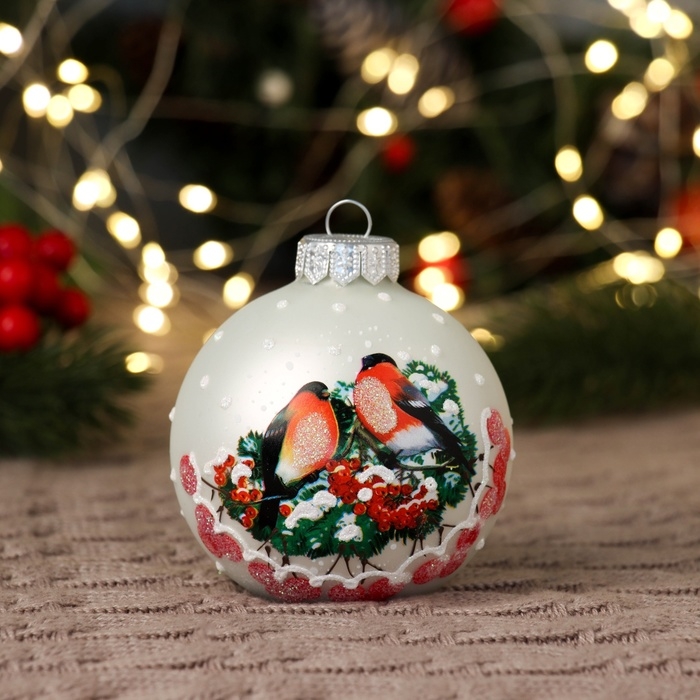 Шар Шар "Зимние птицы 2", 80 мм., в подарочной упаковке