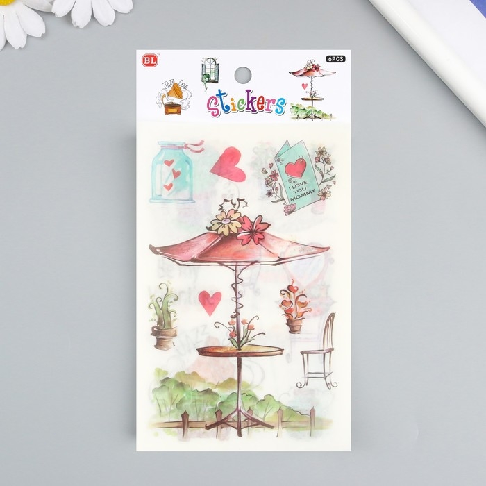 Наклейка бумага Наклейка бумага "Летний день" набор 6 листов 18,6х10 см