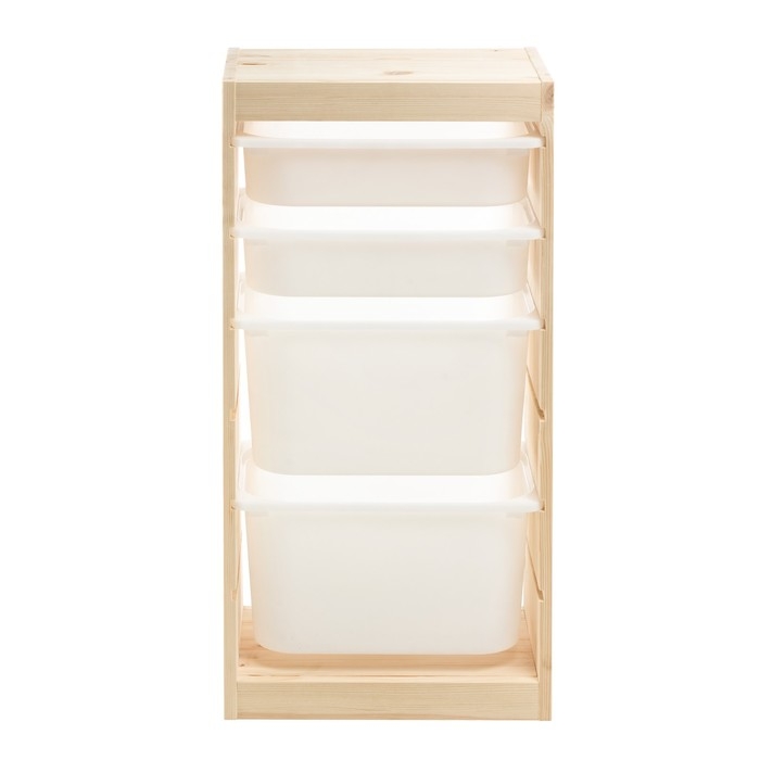 Стеллаж TROFAST-2, с контейнерами, вертикальный, Массив сосны